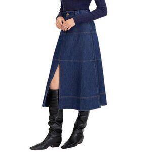 Tanya Taylor Hudie Denim Skirt Indigo Sz 6